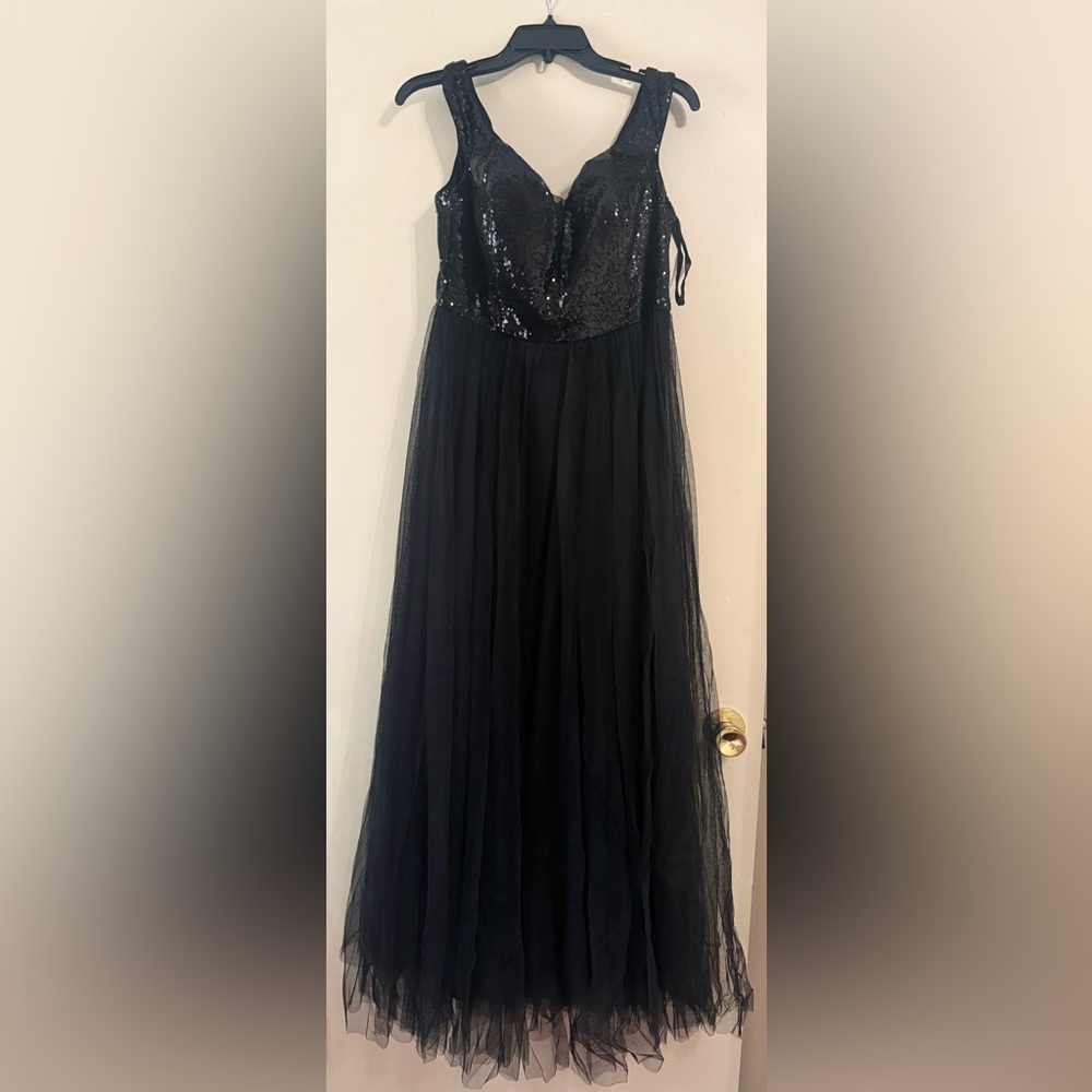 Ever Pretty A-Line Sequin Off Shoulder Maxi Tulle Formal Dress | Size 14